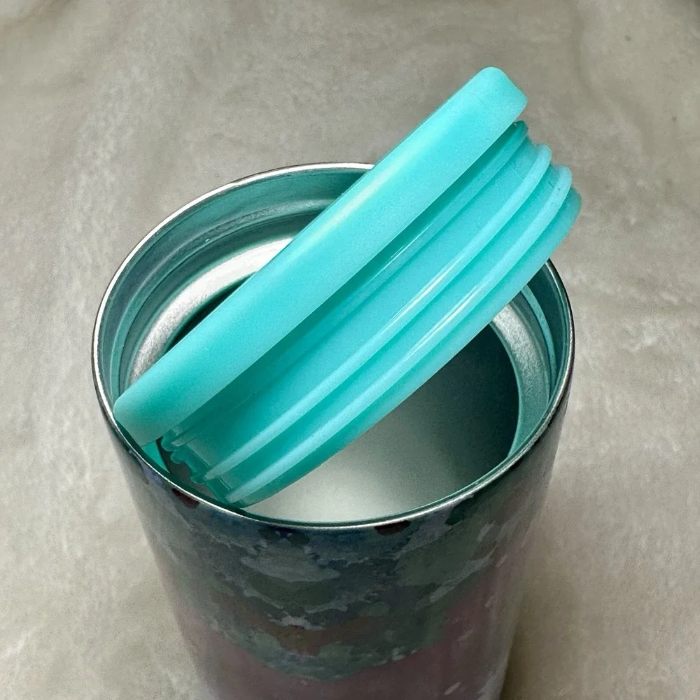 Swig Life Skinny Can Cooler Purple Blue Watercolor 12oz Teal Lid